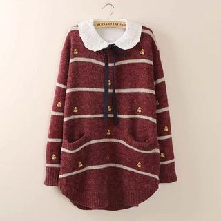 Tangi Duck Embroidered Striped Sweater