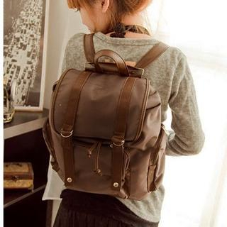 Faux-Leather-Trim Backpack