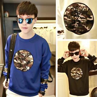 JUN.LEE Long Sleeve Embroidered Words T-Shirt