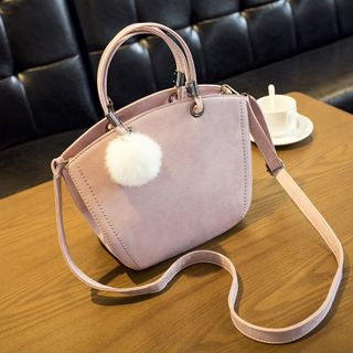 Ballerina Bags Furry Ball Faux Leather Shoulder Bag