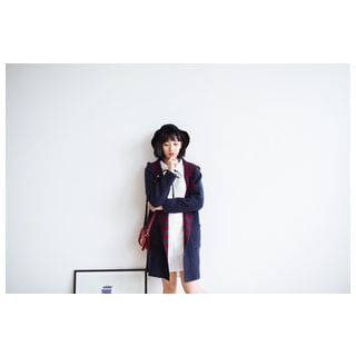Kirito Hooded Stripe Long Cardigan