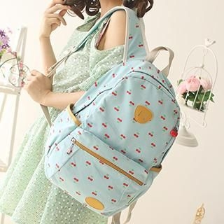 Canvas Love Cherry Pattern Canvas Backpack