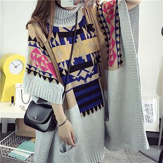 FR Stand Collar Patterned Sweater