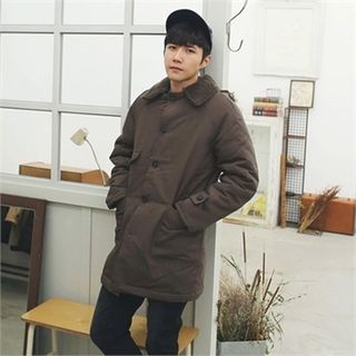 MITOSHOP Single-Breasted Fleece Lined Coat