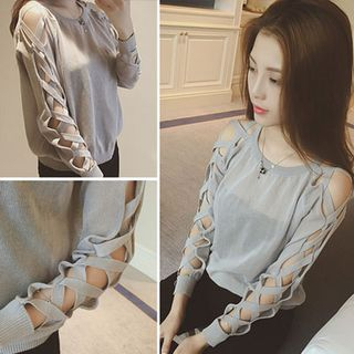 Clair Fashion Cutout Long-Sleeve Knit Top