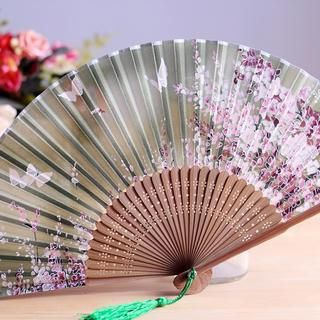 Kawa Simaya Tasseled Floral Folding Hand Fan
