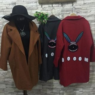 Dream Girl Monster Embroidered Snap Button Coat