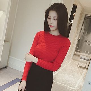 Melon Juice Ribbed Knit Top