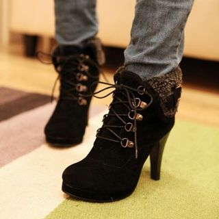 Colorful Shoes Heel Lace Up Short Boots