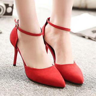 HOONA Pointy-Toe Ankle-Strap High-Heel Pumps