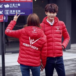 Bay Go Mall Matching Couple Print Hooded Padded Jacket