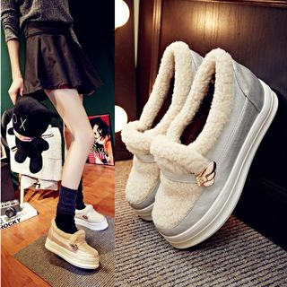 JY Shoes Fleece-lined Platform Loafers