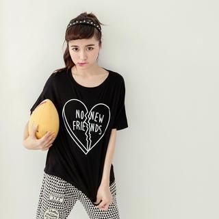 Tokyo Fashion Short-Sleeve Heart-Print T-Shirt