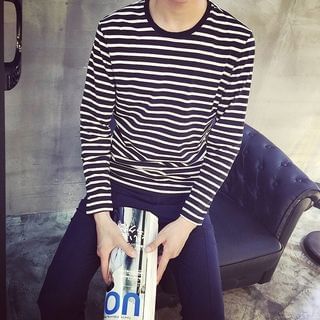 LC Homme Long-Sleeve Striped Top
