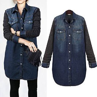 Cherry Dress Panel Denim Shirt