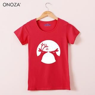 Onoza Short-Sleeve Deer Print T-Shirt
