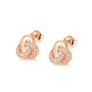 BELEC Rose Gold Plated 925 Sterling Silver with White Cubic Zircon Earrings