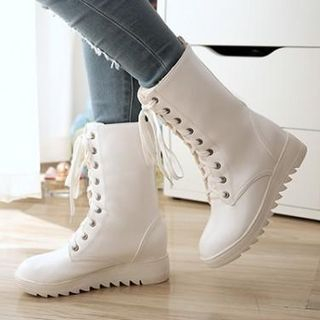 Pretty in Boots Lace Up Mid-calf Boots