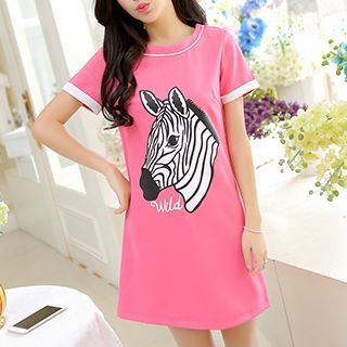 Swish Zebra Printed Short-Sleeve Shift Dress