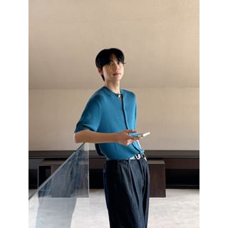 Short-Sleeve Knit Cardigan