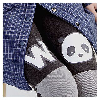 Sechuna Panda Print Two-Tone Leggings