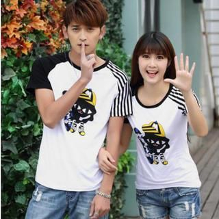 Igsoo Couple Short-Sleeve Cartoon Print T-Shirt