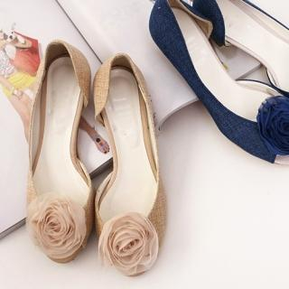 Buy CLICK Rosette Peep-Toe Flats 1022871198