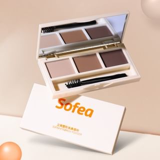 Sofea - 3D Shaping 3-Color Eyebrow Powder - 2 Types Light brown - 3.9g