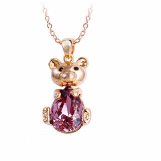 Crystal Bear Pendant Lilac - One Size