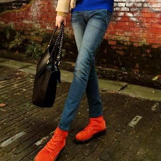 Washed Print Skinny Jeans