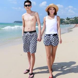 Sunset Hours Couple Check Shorts