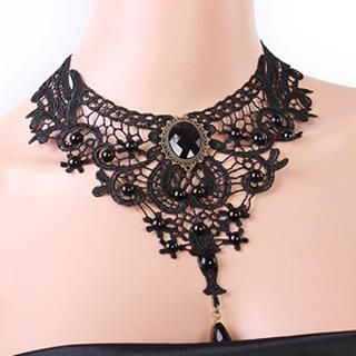 Fit-to-Kill Gothic Lace Grand Necklace  Black - One Size