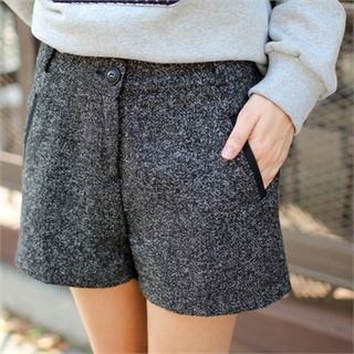 Styleberry Contrast-Pocket Melange Shorts