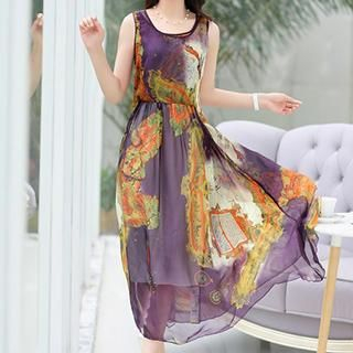 Romantica Sleeveless Printed Silk Dress