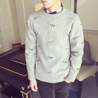 Streetstar Embroidered Dog Knit Top