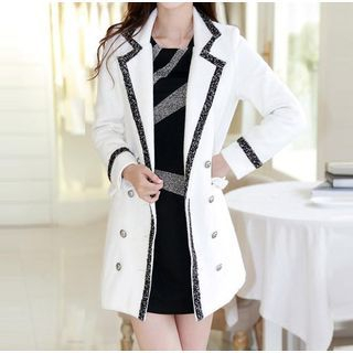 Sayumi Contrast Trim Double-breasted Woolen Jacket