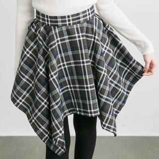 Tokyo Fashion Asymmetric-Hem Plaid Skirt