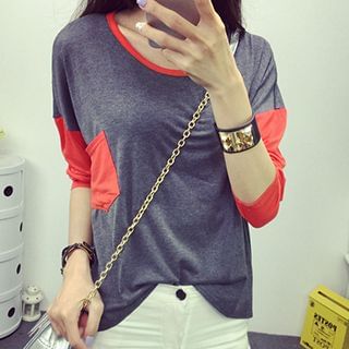 Fashion Street Long-Sleeve Color Block T-Shirt