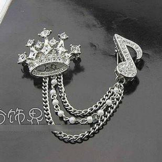 Trend Cool Rhinestone Crown & Music Note Brooch