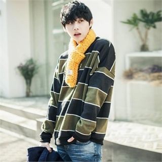 TOMONARI Stripe Brushed-Fleece Lined Sweatshirt