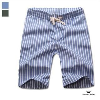 WIZIKOREA Stripe Drawstring Shorts
