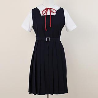 Skool Set: Short-Sleeve Blouse + Pleated Jumper Dress