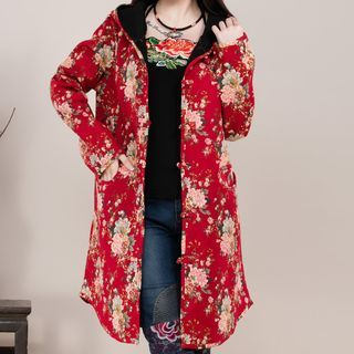 HanyuCODE Printed Fleece-lined Linen-blend Jacket