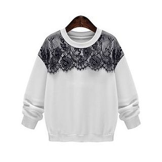 AGA Lace Panel Fleece-lined Pullover