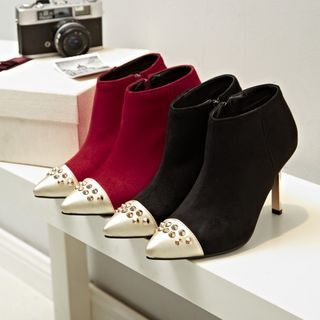 JY Shoes Studded Cap Toe Ankle Boots