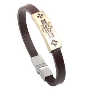 KINNO Fleur-de-lis Genuine Leather Bracelet