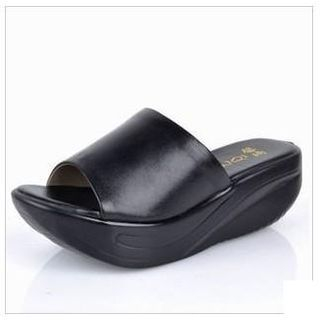 Hannah Genuine Leather Platform Slide Sandals