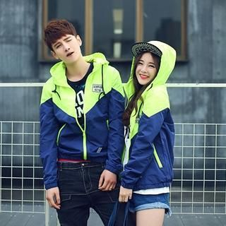 Evolu Couple Color-Block Hood Light Jacket