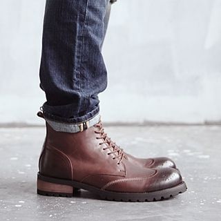 MRCYC Genuine Leather Lace-Up Ankle Boots