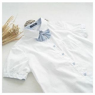 Blu Pixie Short Sleeved Bow-accent Blouse
